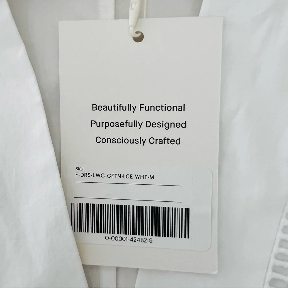 NWT Everlane The Lace Trim Caftan Dress Size: Medium Color: White - Picture 15 of 16